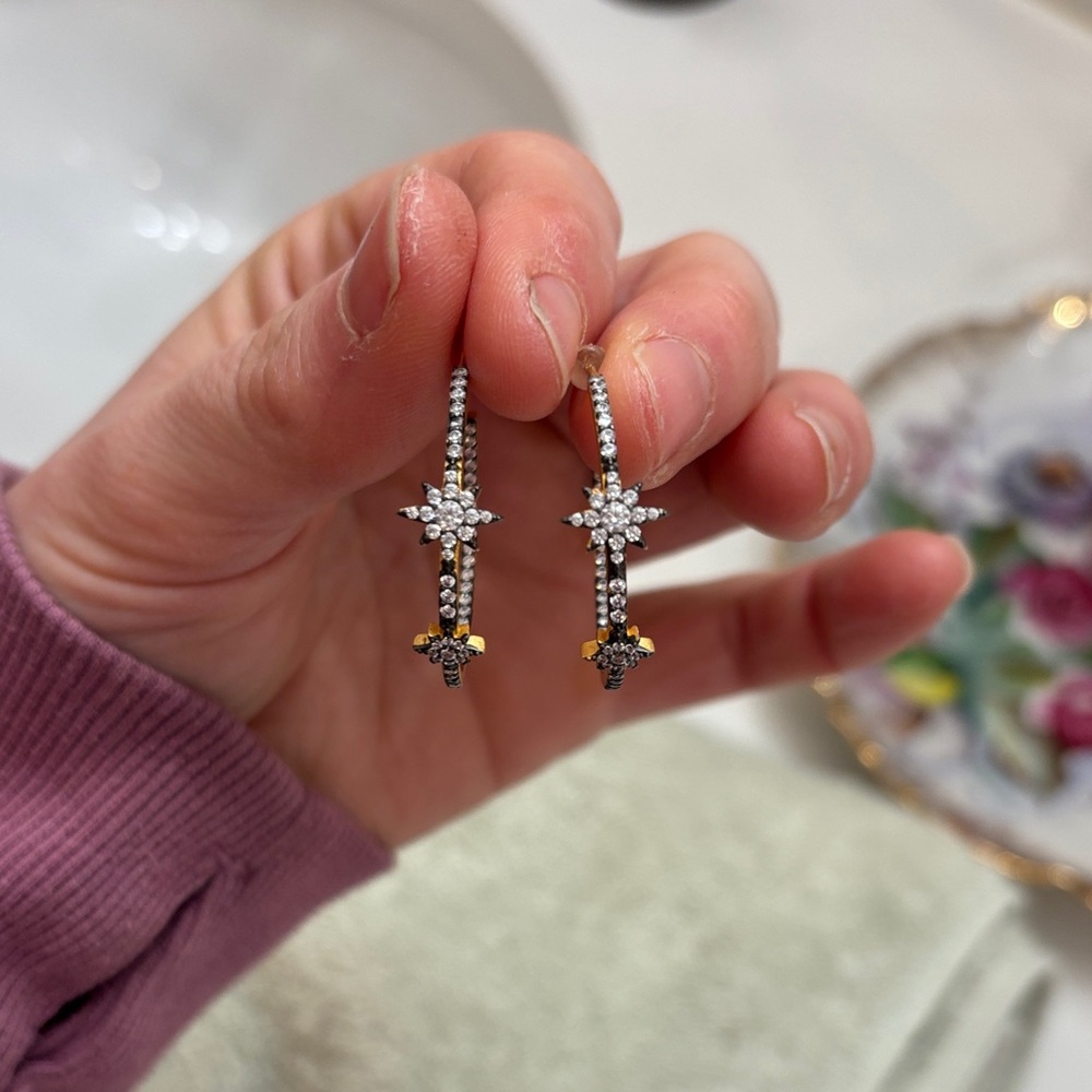 Dazzling Starburst Silver and Gold Earrings